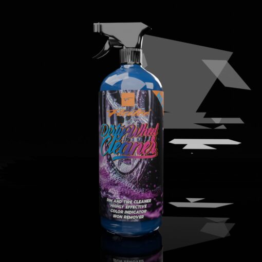 Flatee DirtyWheel Cleaner 750ml – säurefreier Felgenreiniger in schwarzer Sprühflasche vor weißem Hintergrund