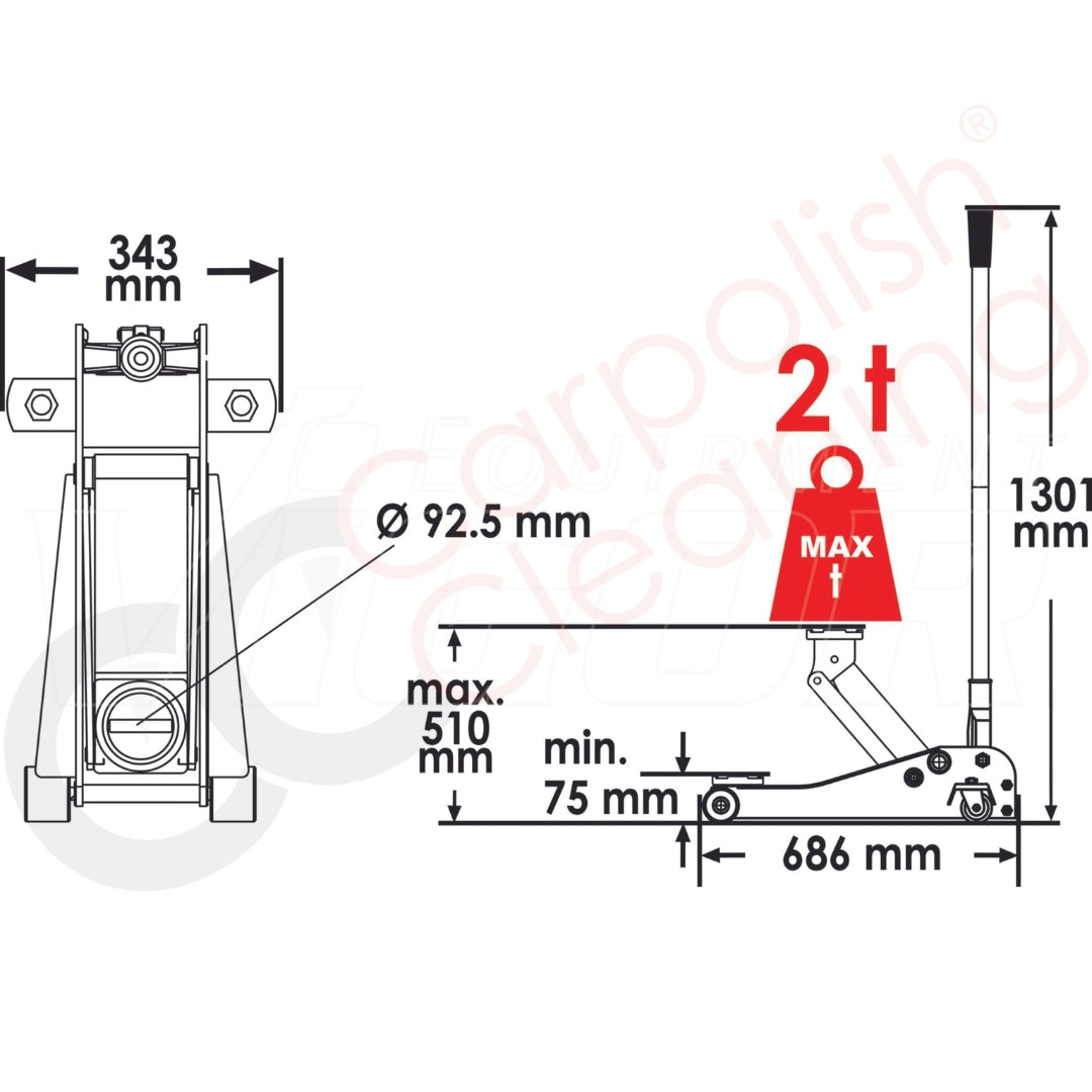Vigor Wagenheber 2T zum schwere Sachen aufheben