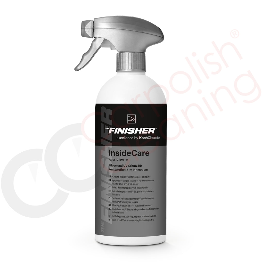 Sprühflasche THE FINISHER InsideCare 500 ml zur Pflege und zum Schutz von unlackierten Kunststoffteilen im Fahrzeuginnenraum, sorgt für seidenmattes Finish und UV-Schutz.